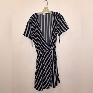 A NEW DAY Black & Pink Striped Wrap Dress | Excellent Condition | Size XXL